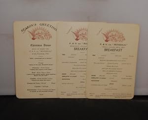 P & O Line S.S. Mongolia Christmas Dinner Menu 1936 and 15 Breakfast Menus dating from January, F...