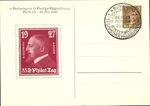 Ganzsache Ansichtskarte / Postkarte 4. Bundestag u. 33. Dt. Philatelistentag 1927, S. Ascher, GS ...