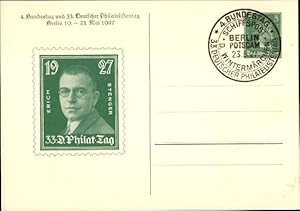 Ganzsache Ansichtskarte / Postkarte 4. Bundestag u. 33. Dt. Philatelistentag 1927, E. Stenger, GS...