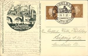 Ganzsache Ansichtskarte / Postkarte GS DR PP 106 C13 02, 38. Philatelistentag Heidelberg 1932