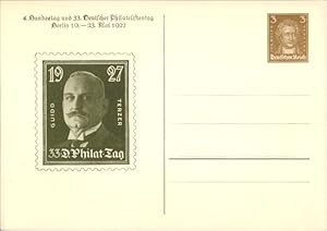 Ganzsache Ansichtskarte / Postkarte 4. Bundestag u. 33. Dt. Philatelistentag 1927, Guido Terzer, ...
