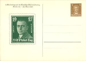 Ganzsache Ansichtskarte / Postkarte 4. Bundestag u. 33. Dt. Philatelistentag 1927, E. Stenger, GS...