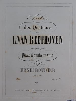 BEETHOVEN Quatuor op 18 No 5 La Majeur Piano 4 mains ca1860