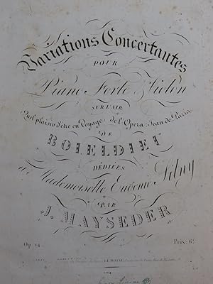 MAYSEDER Joseph Variations Concertantes op 14 Piano ca1850