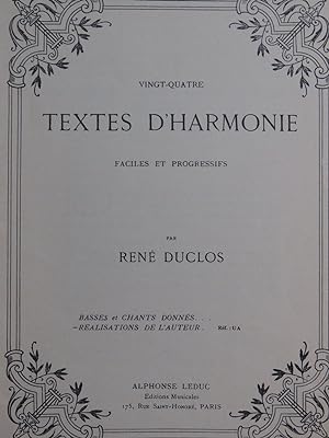 DUCLOS René Vingt-quatre Textes d'Harmonie Réalisations 1946