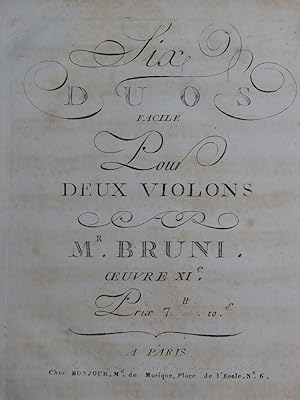 BRUNI A. B. Six Duos op 11 2e Violon XVIIIe