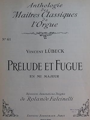 LÜBECK Vincent Prélude et Fugue en Mi Majeur Orgue 1955