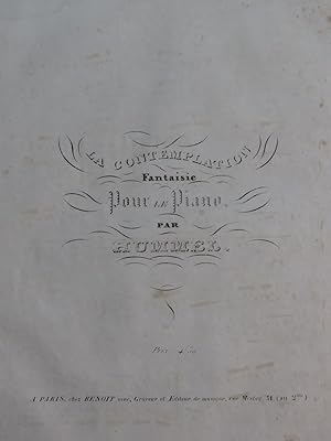 Immagine del venditore per HUMMEL J. N. La Contemplation Fantaisie Piano ca1870 venduto da partitions-anciennes