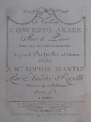 RASETTI Amédée Nouveau Concerto Arabe Piano Orchestre ca1800