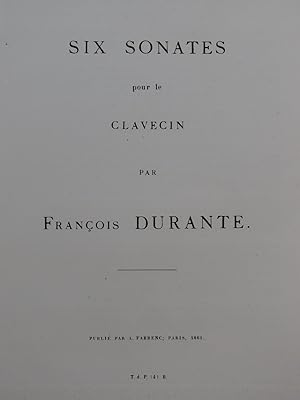 DURANTE François Six Sonates pour le Clavecin 1861
