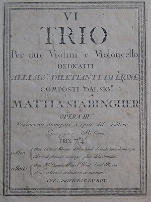 STABINGER Mathias Trios No 3 Violon XVIIIe siècle