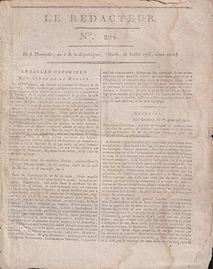 Seller image for Le Rdacteur n 224 du 8 thermidor an IV (16 juillet 1796) for sale by PRISCA