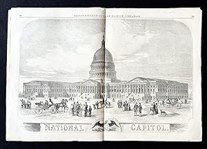 Original 1856 Illustrated Newspaper with Centerfold Poster ENGRAVING of the U.S. Capitol Just Bef...