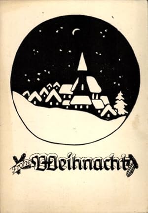 Scherenschnitt Künstler Ansichtskarte / Postkarte Karlewski, H., Glückwunsch Weihnachten, Kirche,...