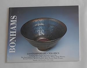 Imagen del vendedor de Contemporary Ceramics (Bonhams, London 16 November 1995 - Auction Catalogue) a la venta por David Bunnett Books