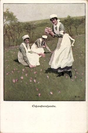 Künstler Ansichtskarte / Postkarte Wennerberg, Bruno, Schwesternspende, Krankenschwestern, Deutsc...