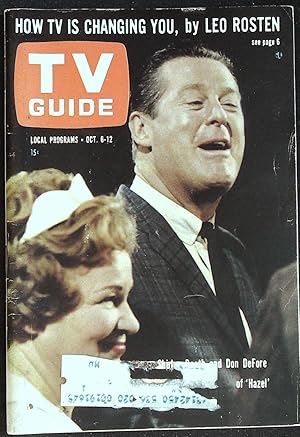 TV Guide October 6, 1962 "Hazel" Cast Cover