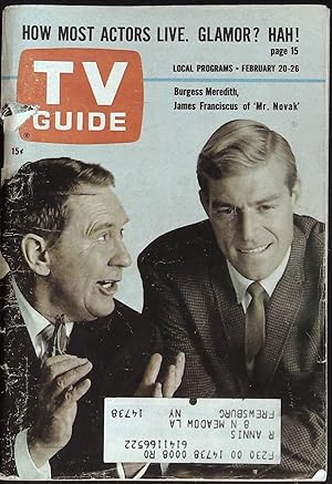 TV Guide February 20, 1965 Burgess Meredith, James Franciscus, Addams Family