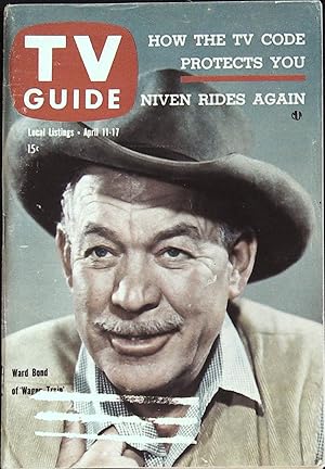 TV Guide April 11, 1959 Ward Bond of "Wagon Train"