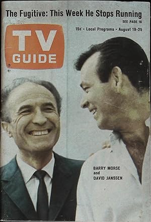 TV Guide August 19, 1967 Barry Morse & David Janssen of 'The Fugitive"