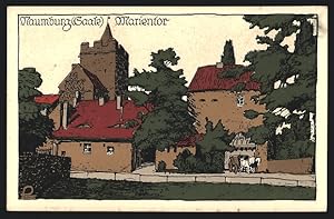 Steindruck-Ansichtskarte Naumburg / Saale, Marientor