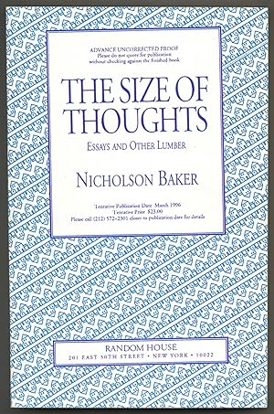 Seller image for The Size of Thoughts: Essays and Other Lumber for sale by Between the Covers-Rare Books, Inc. ABAA
