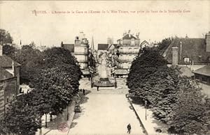 Ansichtskarte / Postkarte Troyes-Aube, Avenue de la Gare, Rue Thiers, Gare
