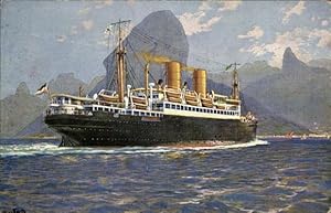 Ansichtskarte / Postkarte Passagierdampfer der Sierra Klasse, Einfahrt in den Hafen Rio de Janeir...