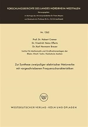 Seller image for Zur Synthese Zweipoliger Elektrischer Netzwerke Mit Vorgeschriebenen Frequenzcharakteristiken -Language: german for sale by GreatBookPricesUK