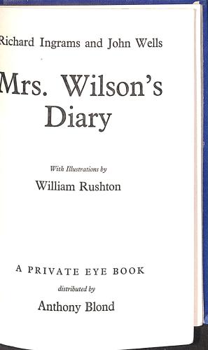 Bild des Verkufers fr Mrs. Wilsons diary zum Verkauf von WeBuyBooks
