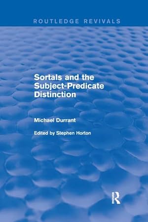 Seller image for Sortals and the Subject-Predicate Distinction (2001) for sale by AHA-BUCH GmbH