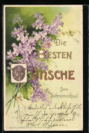 Lithographie Die Besten Wünsche zum neuen Jahre!, Blumen