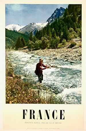 ORIGINAL POSTER: "FRANCE / TROUT FISHING IN THE ALPS" LINEN-BACKED