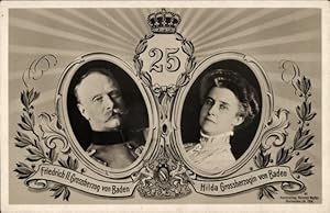 Ansichtskarte / Postkarte Großherzog Friedrich II. von Baden, Großherzogin Hilda von Baden