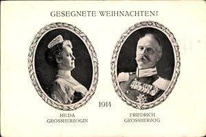 Ansichtskarte / Postkarte Glückwunsch Weihnachten, Großherzog Friedrich II, Großherzogin Hilda vo...
