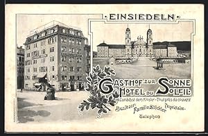 Ansichtskarte Einsiedeln, Gasthof Zur Sonne /Hotel du Soleil, Bes.: Fam. Stöckler