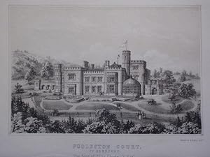 Original Antique Lithograph Illustrating Pudleston Court, Hereford, The Seat of Elias Chadwick Es...