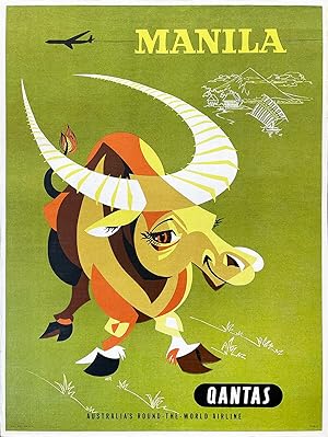 Original Vintage Poster - Qantas Manila
