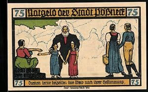 Bild des Verkufers fr Notgeld Pssneck 1921, 75 Pfennig, Goethe: Hermann und Dorothea, Pfarrer mit Kindern, Figuren zum Verkauf von Bartko-Reher