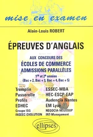  preuves d'anglais aux concours des  coles de commerce admissions parall les 1re et 2e ann es : -...