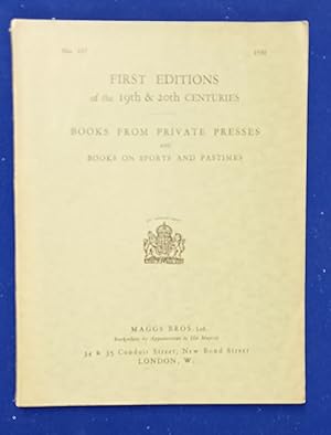 Seller image for Catalogue 637. First Editions of the 19th and 20th Centuries and Books from Private Presses [Cover title adds 'and Books on Sports and Pastimes', Maggs Bros. Ltd, bookseller's catalogue, 1936. ] for sale by Wykeham Books