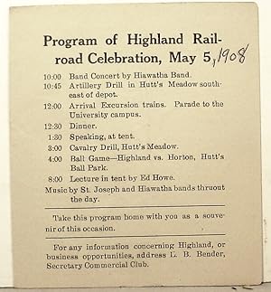 Program Of Highland Rail- / .road Celebration, May 5 [, 1908]