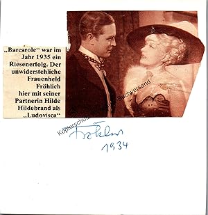 Bild des Verkufers fr Original Autogramm Gustav Frhlich (1902-1987) /// Autograph signiert signed signee zum Verkauf von Antiquariat im Kaiserviertel | Wimbauer Buchversand