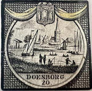 Miniature etching ca 1800 | City view etching of Doesborg 20 [Doesburg], 35 x 35 mm.