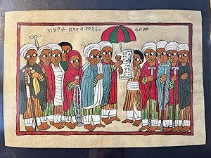 Framed drawing mid 20th century | Ethiopian Coptic biblical illustration, 1 p.