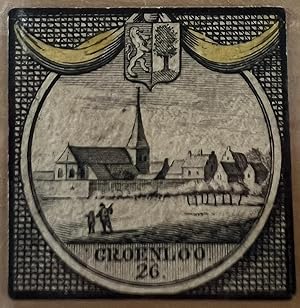 Miniature etching ca 1800 | City view etching of Groenloo 26, 35 x 35 mm.