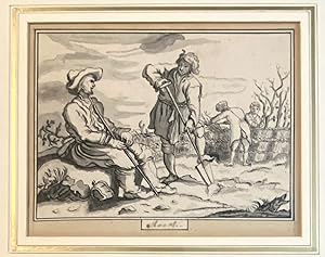 Framed antique drawing | Allegory of the month of March, ca. 1780, 1 p.