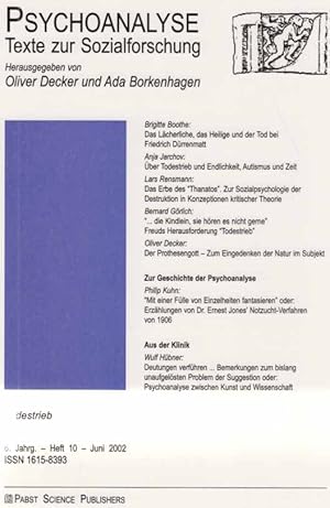 Seller image for Todestrieb. Heft 10 / 2002. Psychoanalyse. Texte zur Sozialforschung. Hrsg. v. Oliver Decker u.a. 6. Jahrgang. for sale by Fundus-Online GbR Borkert Schwarz Zerfa