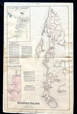 1877 Hand-Colored Street Map of Hooper's Island, Maryland with East New Market & Tobacco Stick
