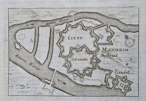 Mannheim Germany Holy Roman Empire 1700's engraved fortified city plan